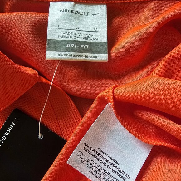Nike Dri-FIT Victory Solid Golf Orange Polo New Large style 354067 Micro Pique - Picture 7 of 9